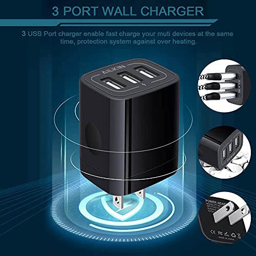 AILKIN 3 USB Wall Charger, Triple Charging Adapter, Fast Charging Block - color: Black-2