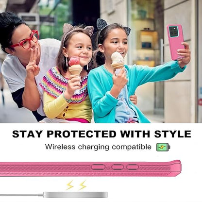 for Moto Edge 2025 Phone Case 3 in 1 Shockproof Hard PC Soft TPU Bumper Drop-Proof Shell with Screen and Camera Protection Blue/Sky Pink - color: Blue with Pink