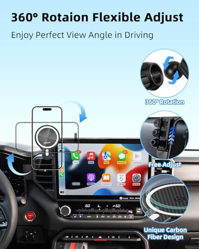 PZK Car Phone Mount for Toyota Tundra 2022-2026 /Sequoia 2023-2026 14-Inch - color: Magsafe+ Wireless Charger, size: Tundra 2022-2026/Sequoia 2023-2026 (14 inch)
