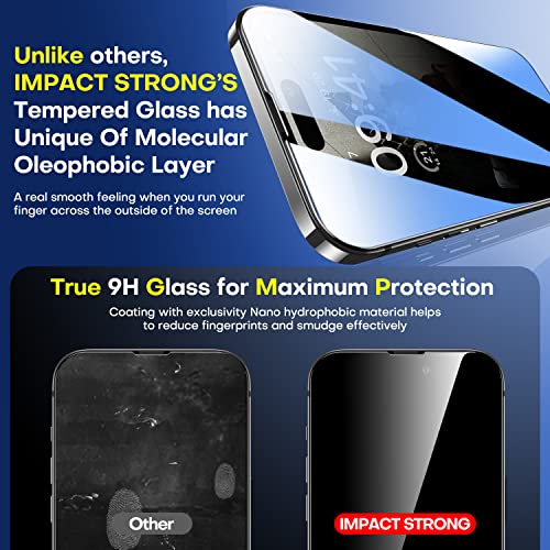 ImpactStrong Anti-Spy Privacy Screen Protector for iPhone 14 Pro Max (6.7-Inch), 9H Tempered Glass, Shatter-Resistant, Anti-Scratch, Easy Install Kit, Case Friendly, 2-Pack - size: iPhone 14 Pro Max