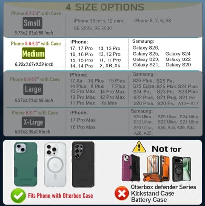 Holster for iPhone 17 16 15 14 13 12 11 Xs X XR/Pro Models, Cell Phone Belt Holder Case with Clip for Men, Heavy Duty Nylon Pouch (Fits Phone with Otterbox Cover on) Black - size: Medium