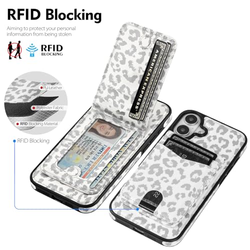 SkyEagle Compatible with MagSafe iPhone 16 Wallet Case,Leopard-White - color: Leopard-White, size: iPhone 16 - 6.1"