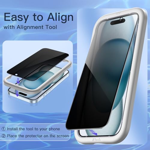 JETech Privacy Screen Protector for iPhone 15 Plus, 2-Pack - size: iPhone 15 Plus