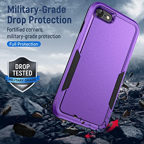 for iPhone SE Case 2022(3rd)/2020(2nd)/iPhone 7/8 Case, with Screen Protector,[Military Grade Drop Tested] Heavy-Duty Tough Rugged Shockproof Protective Phone Case, Purple - color: Purple