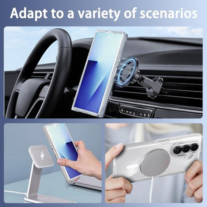One Piece Design Clear Magnetic Case for Galaxy Z Fold 7, Ultra Slim Fit | Fit for MagSafe, Anti Yellow, Shockproof Transparent Back Integrated Bumper Wireless Charging Phone Case Cover - color: Clear for Z Fold 7