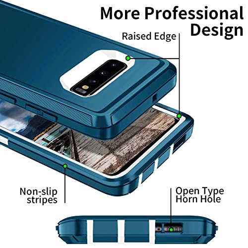 for Galaxy S10 Case,[Without Screen Protector] Heavy Duty Shockproof Dust/Drop Poof 3 Layers Full Bady Protection Rugged Case for Galaxy S10,Turquoise/White - color: Turquoise/White