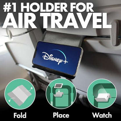 Flight Flap Airplane Phone Holder - Foldable Phone Stand for Plane Travel - color: Vegan Leather, size: Large