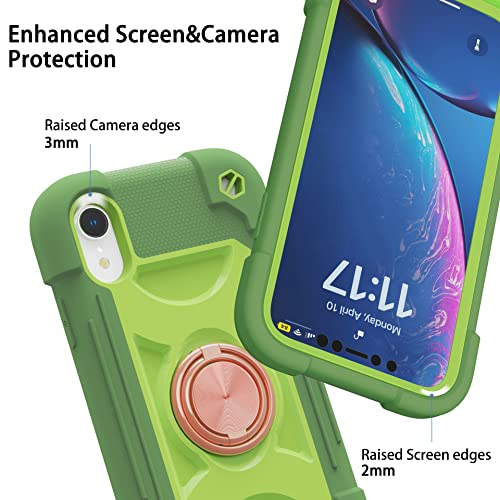 MARKILL Compatible with iPhone XR Case 6.1 Inch with Ring Stand, Heavy-Duty Military Grade Shockproof Phone Cover for iPhone XR 6.1. Avocado - color: Avocado, size: iPhone XR 6.1"