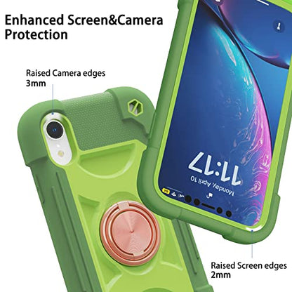 MARKILL Compatible with iPhone XR Case 6.1 Inch with Ring Stand, Heavy-Duty Military Grade Shockproof Phone Cover for iPhone XR 6.1. Avocado - color: Avocado, size: iPhone XR 6.1"