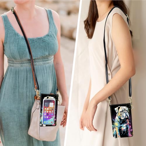 for Women Cell Phone Purse,with Touchscreen Cell Phone Purse,PU Leather Shoulder Bag Waterproof Phone Wallet Case with Clear Touch Screen Window up to 6.7 inch Smartphone, - color: Colorful Cute Dog -242
