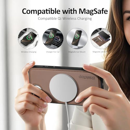Shieldtop Compatible with MagSafe iPhone 17e / 16e Wallet Case,Coffee | 2 in 1 Detachable Magnetic,Credit Card Holder Slots,RFID Blocking,PU Leather,Kickstand,Flip Folio Phone Cover for Men & Women - color: Coffee