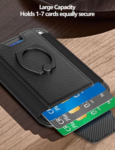 for Magsafe Wallet with Grip, 6-Card Holder; Stronger Magnetic Phone Wallet - color: Carbon Fiber