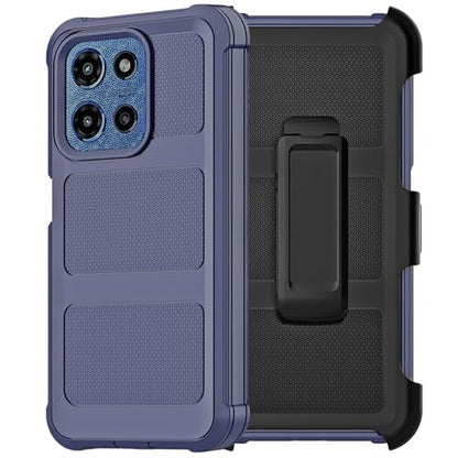 for Motorola Moto G 2026/2025 Case, for Moto G Play 2026 Case with Belt Clip Holster, Heavy Duty 2-Layer Protection, Anti-Drop, Shockproof Phone Cover (Navy Blue) - color: Navy Blue