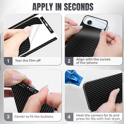 2Pcs Skin Wrap Compatible for iPhone 17 Air – Slim Decal Vinyl Protective Film for Sides & Back – Sleek Fit, Premium Look – Compatible with All iPhone 17 Air Cases - Carbon - color: Carbon