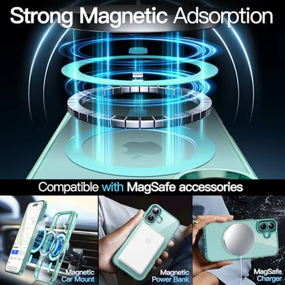 JETech Magnetic Case for iPhone 16 6.1-Inch Compatible with MagSafe, Shockproof Phone Bumper Cover, Anti-Scratch Clear Back (Teal) - color: Teal, size: iPhone 16