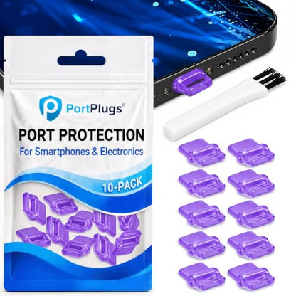 USB C Dust Plugs 10 Pack with Easy Grip Tabs and Cleaning Brush, Purple - color: Purple, size: 10 Pack