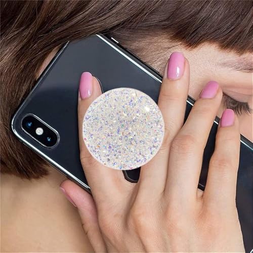 Magnetic Retractable Phone Stand, Phone Grip, Suitable for Round Foldable Phones and Tablet Accessories - Transparent Shine(Silver) - color: Silver