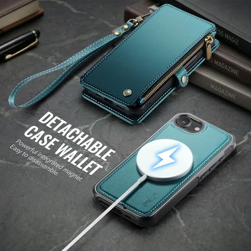 for iPhone 16E - Phone Case Wallet Magnetic Detachable, Turquoise - color: Turquoise, size: iPhone 16E