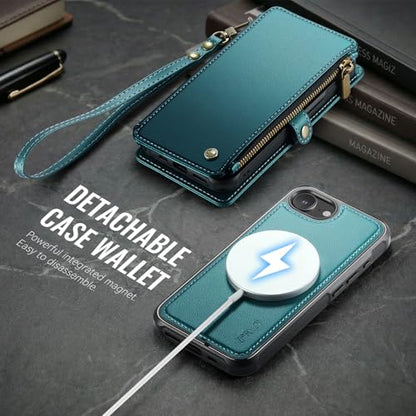 for iPhone 17E - Phone Case Wallet Magnetic Detachable, Turquoise - color: Turquoise, size: iPhone 17e