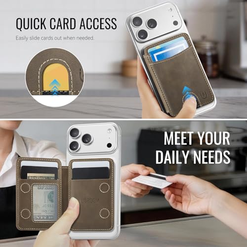 for Magsafe Wallet Magnetic RFID Blocking Card Holders, Retro Brown - color: Retro Brown