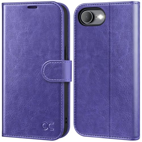 OCASE for iPhone 17e/iPhone 16e Wallet Case, Card Holder, Purple | RFID Blocking, Kickstand, Magnetic Closure, PU Leather Flip Folio, Shockproof TPU Shell, Protective Phone Cover (6.1") - color: Purple
