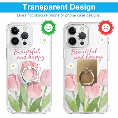 VOVIGGOL Transparent Phone Ring Holder Stand 2 Pcs, 360° Rotation Cell Phone Ring Holder Mobile Finger Kickstand Hand Phone Grip for iPhone, Clear Phone Ring for Phone Case (Round)