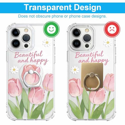 VOVIGGOL Transparent Phone Ring Holder Stand 2 Pcs, 360° Rotation Cell Phone Ring Holder Mobile Finger Kickstand Hand Phone Grip for iPhone, Clear Phone Ring for Phone Case (Round)