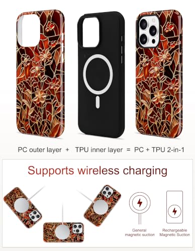 Jusy Magnetic Stained Glass Floral Case for iPhone 16e/17e, Red Daisy | Compatible with MagSafe, Cute Aesthetic Flower Design, TPU and PC Protective Shockproof Cover - color: Red Daisy