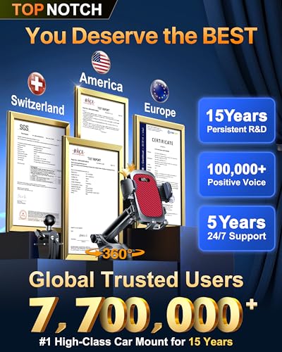 HTU 2026 Ultimate Best【True Military-Grade & Safety Cert】 Car Phone Holder - color: Red