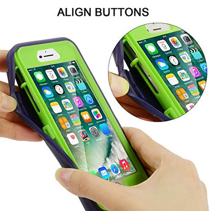 MAXCURY for iPhone 6 Case, for iPhone 6s Case, Heavy Duty Shockproof Series Case with Built-in Screen Protector Compatible with All US Carriers - Navy/Lime - color: Navy/Lime
