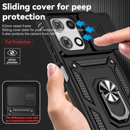for Motorola Moto G 2025 / Moto G 2026 / Moto G Play 2026 Case, with Slide Camera Cover Screen Protector Ring Holder Kickstand Military Grade Protection 15ft Drop Tested Protective Phone Case (Black) - color: Black with camera cover Military-Grade 2nd gen