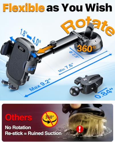 HTU 2026 Ultimate Best【True Military-Grade & Safety Cert】 Car Phone Holder - color: Leather Black
