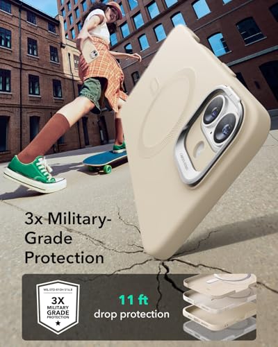 ESR for iPhone 16 Pro Case with Stand for MagSafe, Silicone, Light Tan | Silicone Phone Case, Compatible with MagSafe, Military-Grade Drop Protection, Slim - color: Light Tan