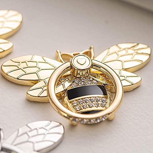 Allengel Bee Phone Ring Holder Finger Kickstand with Crystal, Cute Phone Ring Grip Holder for iPhone or Smartphone Cases, Gold Black - color: gold02