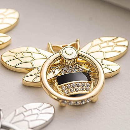 Allengel Bee Phone Ring Holder Finger Kickstand with Crystal, Cute Phone Ring Grip Holder for iPhone or Smartphone Cases, Gold Black - color: gold02