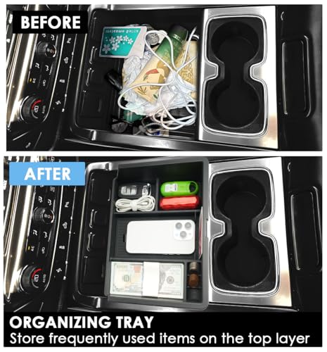 LFOTPP 3PCS Center Console Organizer for 2014-2018 Chevy Silverado/GMC Sierra 1500& 2015-2019 Silverado & Sierra 2500HD/3500HD Accessories- Full Console w/Bucket Seats Only - color: 2014-2018 Chevy Silverado Armrest Tray