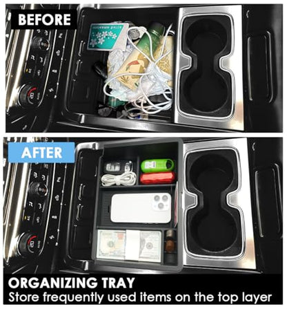 LFOTPP 3PCS Center Console Organizer for 2014-2018 Chevy Silverado/GMC Sierra 1500& 2015-2019 Silverado & Sierra 2500HD/3500HD Accessories- Full Console w/Bucket Seats Only - color: 2014-2018 Chevy Silverado Armrest Tray