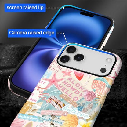 Case Compatible with iPhone 17 Pro, Cute Dual Layer Hybrid Phone Cover, Military Grade Drop Protection, Aesthetic Shockproof Phone Case for Women Girls, Pastel Pink Summer Collage - color: Pastel Pink Summer Collage, size: Iphone 17 Pro