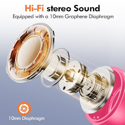 Lanteso True Wireless Earbuds Bluetooth 5.4, in Ear Headphones - color: Hot Pink