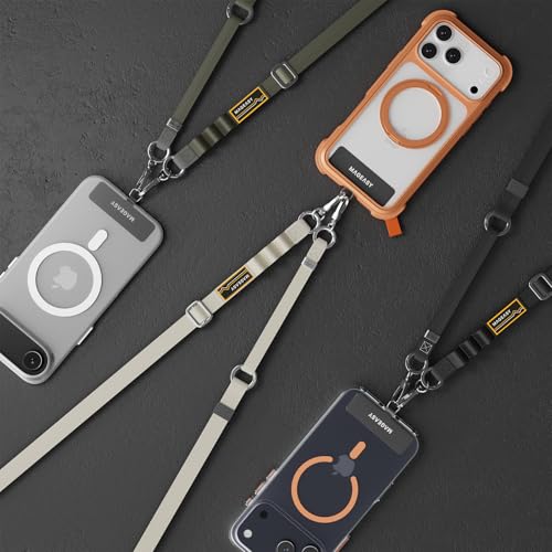 MAGEASY 2-in-1 iPhone Lanyard Crossbody + Wristlet + Tether Tab & Keychain Clip, Adjustable Phone Strap, Hands-Free Anti-Theft Travel Rave Accessories for Cell Phone (Black) - color: Black