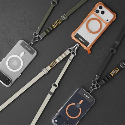 MAGEASY 2-in-1 iPhone Lanyard Crossbody + Wristlet + Tether Tab & Keychain Clip, Adjustable Phone Strap, Hands-Free Anti-Theft Travel Rave Accessories for Cell Phone (Black) - color: Black