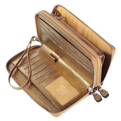 Small Compact Women Wallet RFID Blocking Genuine Leather Bifold Purse with ID Windows - color: 2-waxed Shine Brown, size: One Size