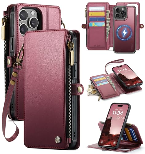 for iPhone 14 Pro Max - Phone Case Wallet Magnetic, Burgundy - color: Burgundy, size: iPhone 14 Pro Max