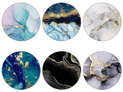 6 Pack Cellphone Phone Grip and Smartphones Stand, Cell Phone Expanding Holder for Phone - Blue Green Black Rose Gold Marble, ZSo017