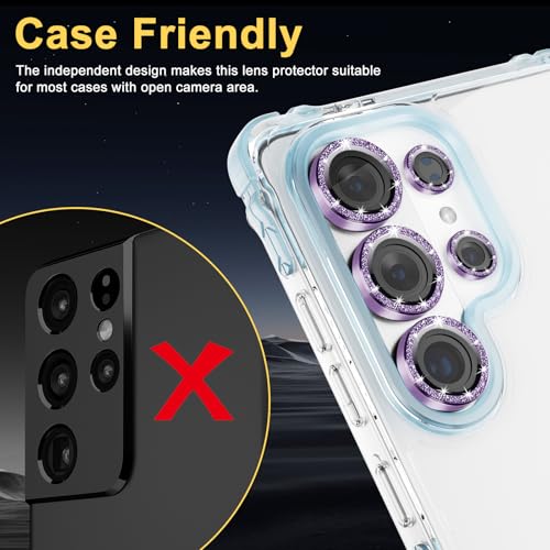 Camera Lens Protector for Samsung Galaxy S26 Ultra, Glitter Violet - color: Glitter Violet