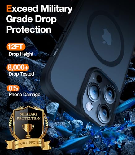 TORRAS Stronger Magnetic for iPhone 14 Pro Case, Translucent Black | 12 FT Military Grade Drop Tested, Compatible with MagSafe, Slim Protective Matte Silicone for iPhone 14 Pro Phone Case - color: Black a