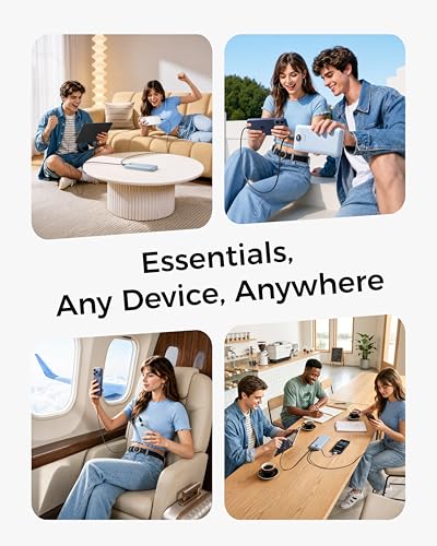 VEGER Portable Charger for iPhone, Power Bank Built in Cables and Wall Plug - color: D Blue