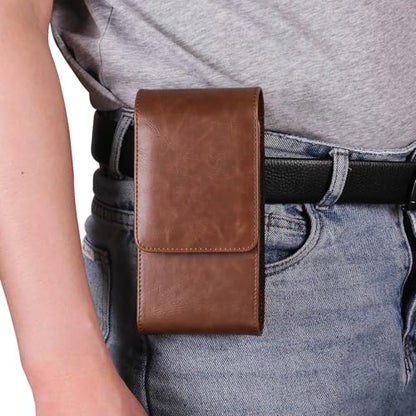 Dual Belt Clip Holster Case Double Cell Phone Pouch Card Slots Holder for iPhone 14 Pro Max 15 Pro Max Motorola Moto G Stylus 5G 2023 G Power 5G Galaxy S24 Plus S23 Ultra S22+ S21 FE A15 A35 (Brown) - color: Brown