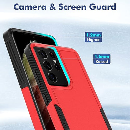 for Samsung Galaxy S24 Ultra Case: Dual Layer Protective Heavy Duty Cell Phone Cover Shockproof Rugged with Screen Protector - Military Protection Bumper Tough - Samsung Galaxy S24 Ultra 2024, Red - color: Red (PC) + Black (TPU)