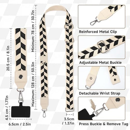 FUVLIFE Cell Phone Lanyard Crossbody, Clip and Go Phone Strap with Wallet - color: Modern Geometric